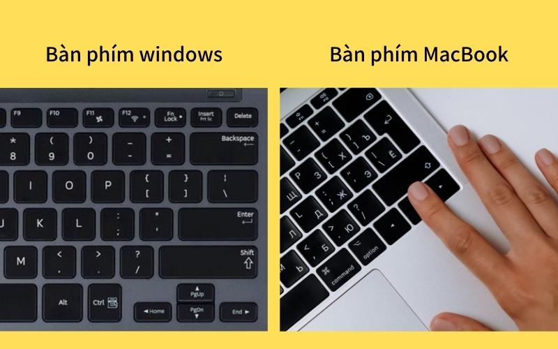 Phần khác nhau cơ bản giữa bàn phím MacBook và bàn phím Windows